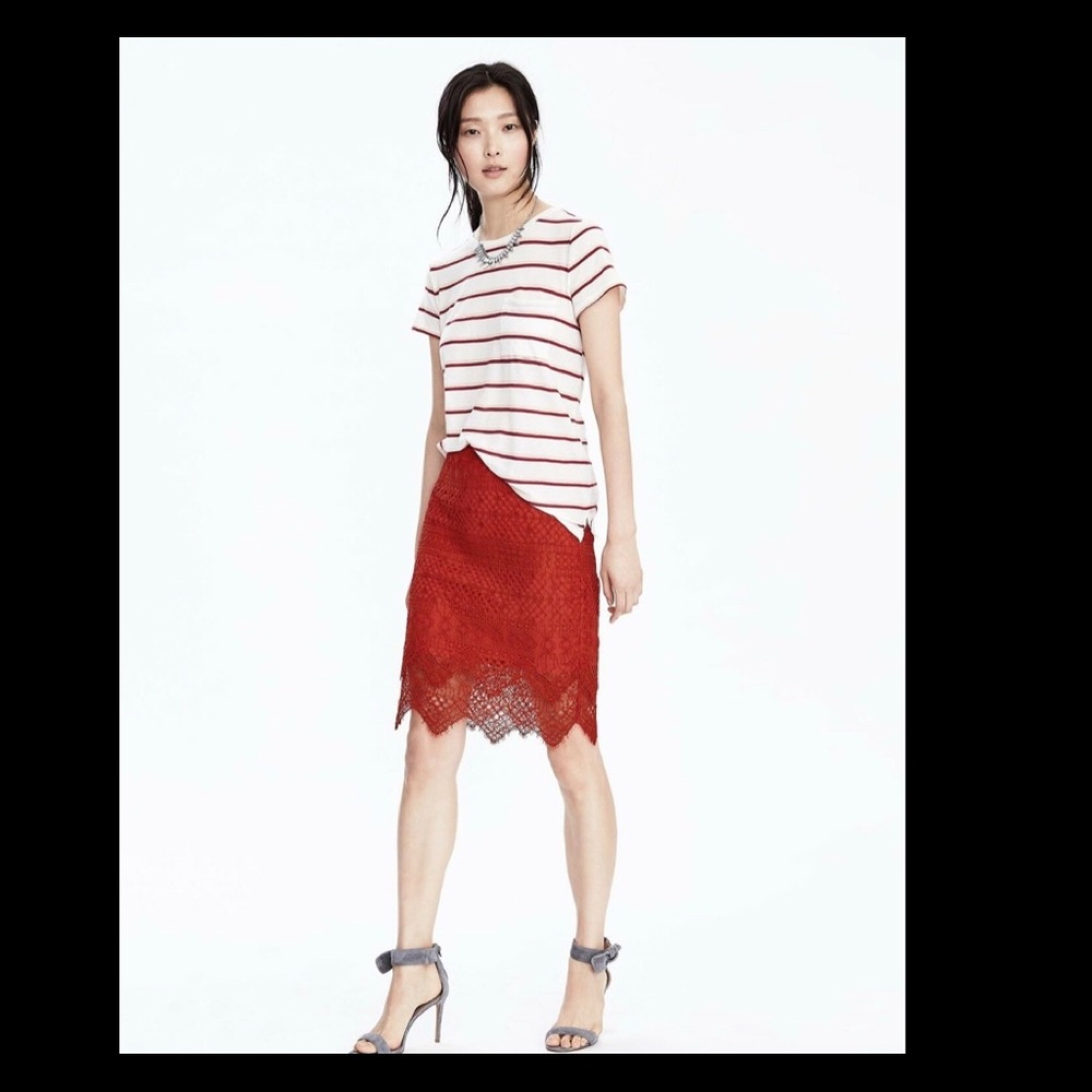 Red Lace Pencil Skirt